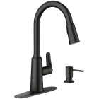 Moen Edwyn 1-Handle Pull-Down Kitchen Faucet with Soap Dispenser, Matte Black Image 1